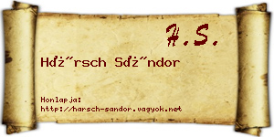 Hársch Sándor névjegykártya